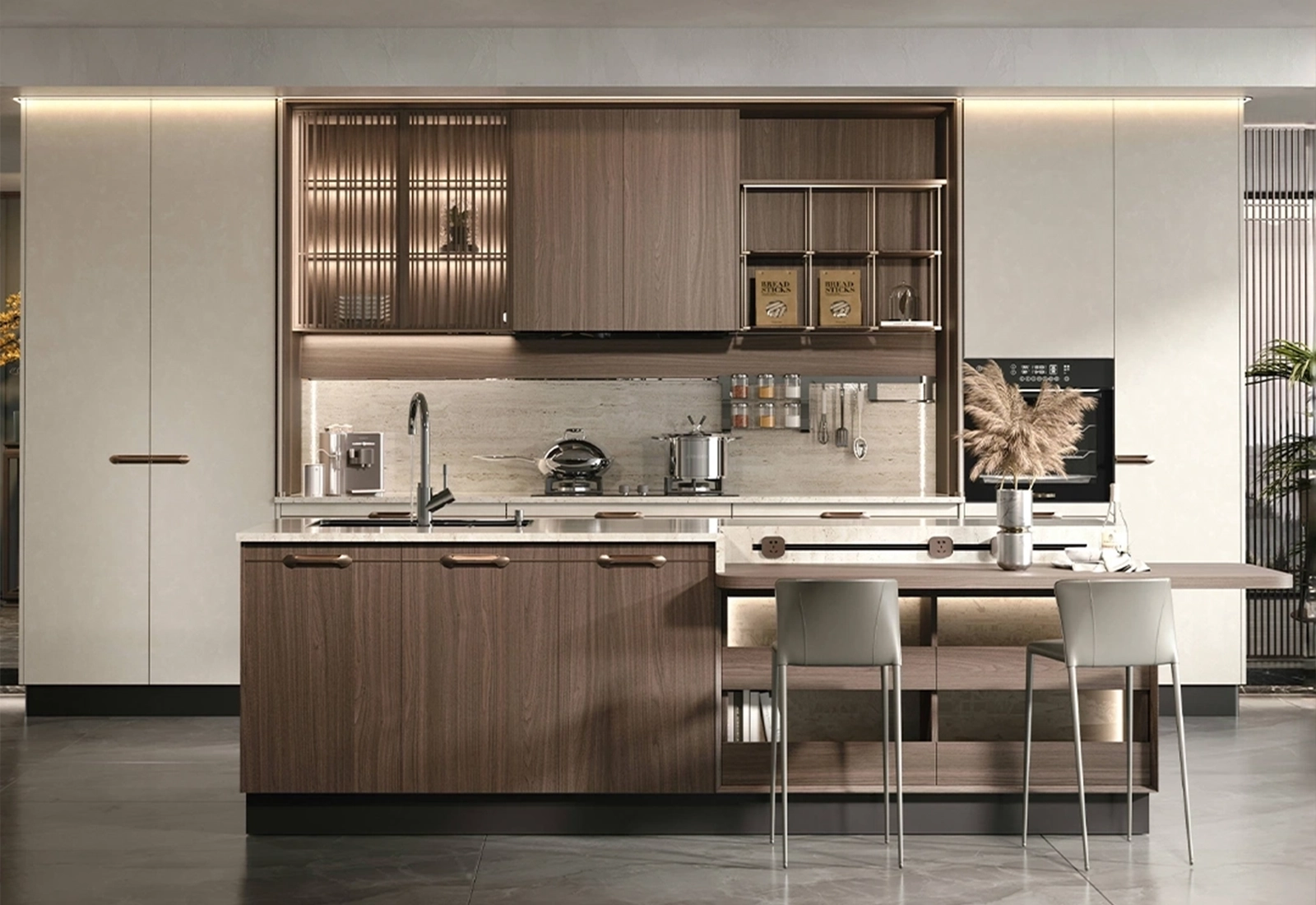 Kitchen shutter finish samples: laminate, PP foil, lacquer and veneer